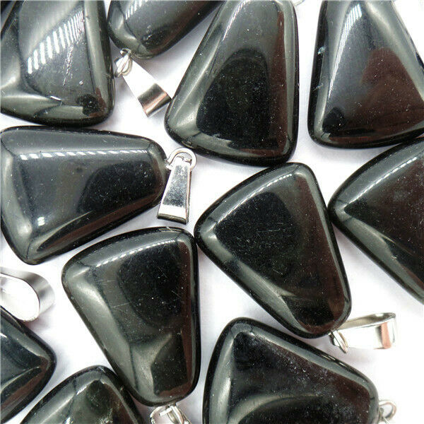 100Pcs 20x6mm Wholesale Black Obsidian Bell Pendant Bead HH8145