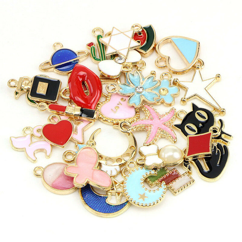 30PCS Bulk Lot Enamel Mix Enamel Pendants Charms Beads Jewelry Making DI.l8