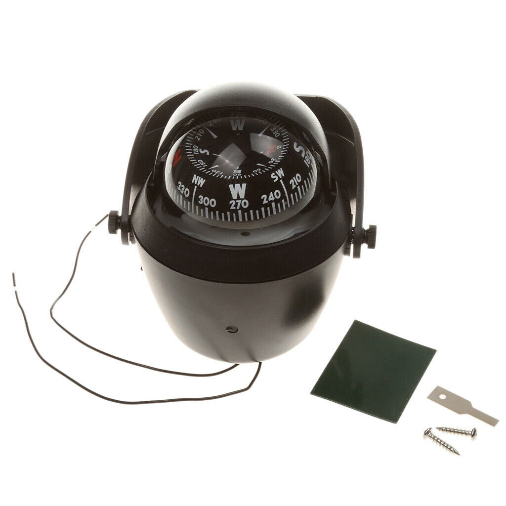 New Car Boat Truck Navigation Compass Universe Ball Black 12V LED
