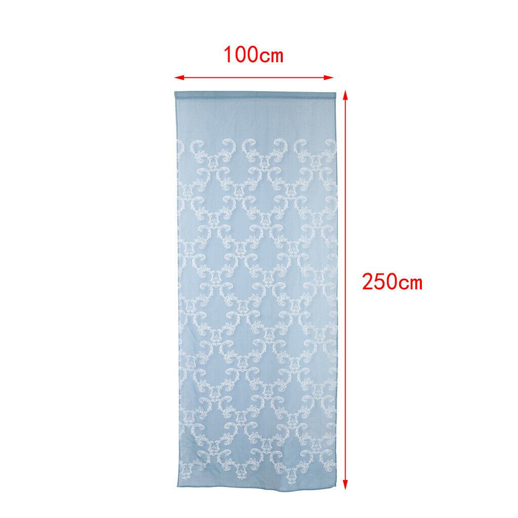 Embroidery Blue Voile Curtain Gauze Drapery 1x2.5m Rod Pocket 39 Inch Wide by 98
