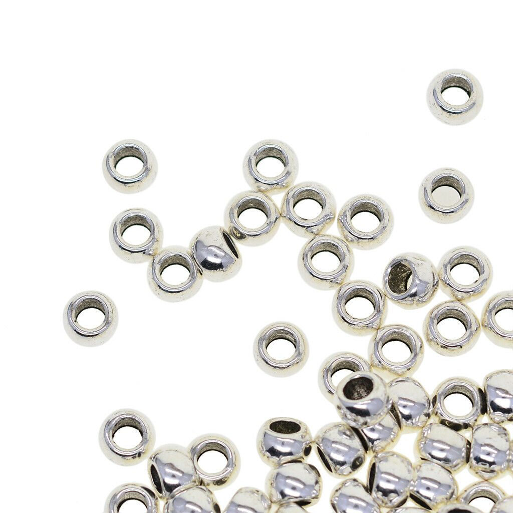 100 Pcs Alloy Round Loose Spacer Rondelle Beads Jewelry Making