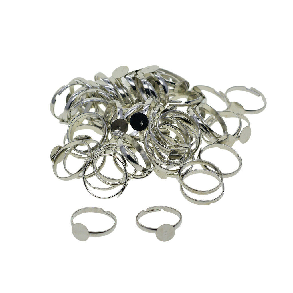 100x DIY Ring Blank 8mm Base Tray for Women Chic Finger Rings DIY Blanks