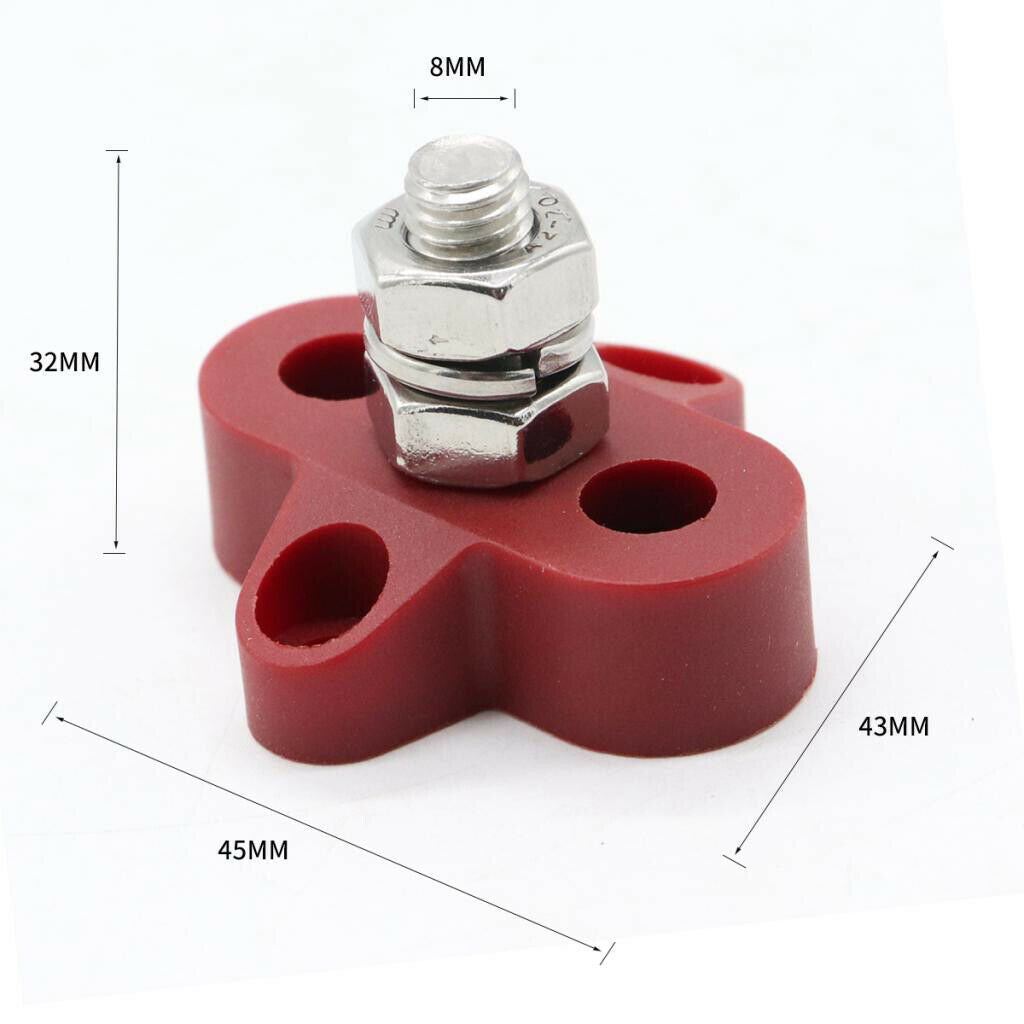 Boat DC48V Heavy Duty Single Terminal Stud M8 Power Distribution Block Red