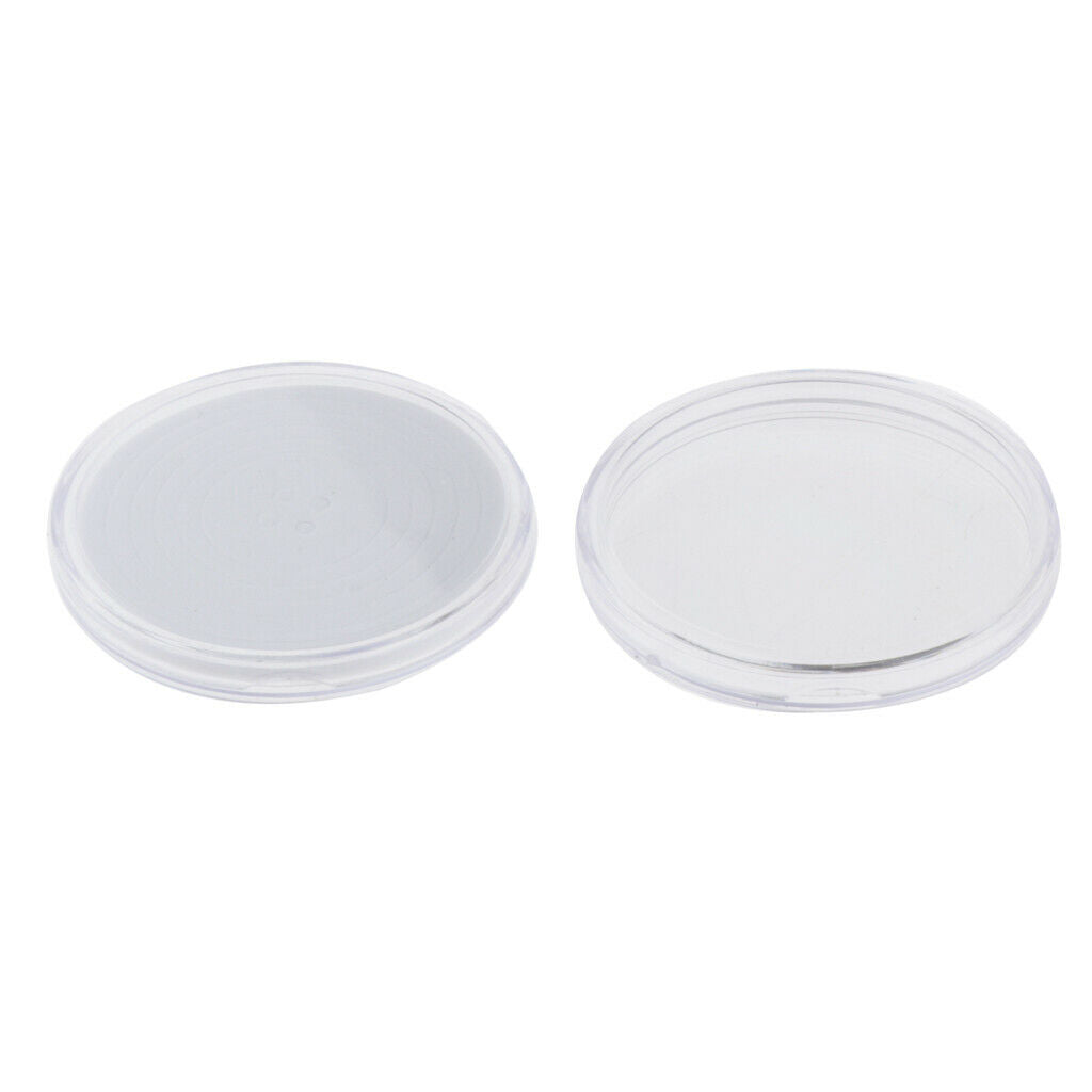 30pcs Transparent Coin Capsules Protection Display Holders with Wooden Box for