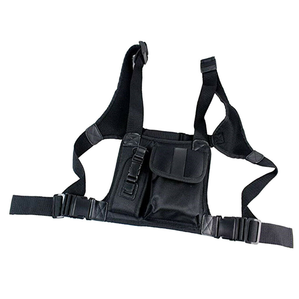 Radio chest strap chest front pocket holster vest rig for radio