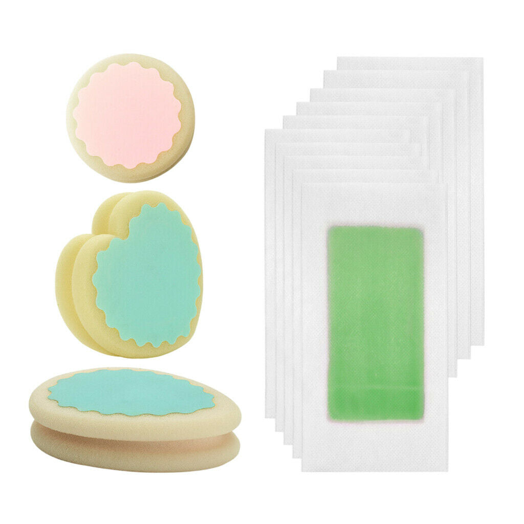 13pcs Depilaton Waxing Strips Arm Legs Bikini Hair Removal Sponge Pad Set Green