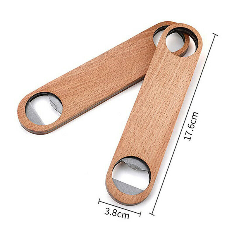 Hotel Flat Board Speed Bottle Opener Home Beer Cap Wooden Cover Stainless.l8