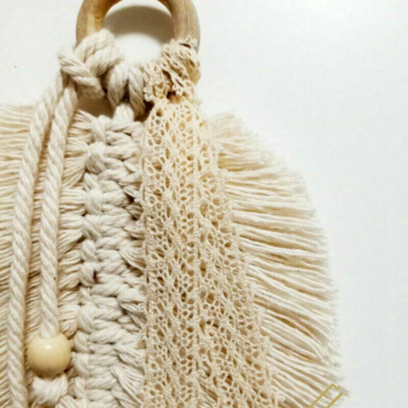 Macrame Home Feathered Charm Wall Hanging Boho Decor Hand-woven Tapest.l8