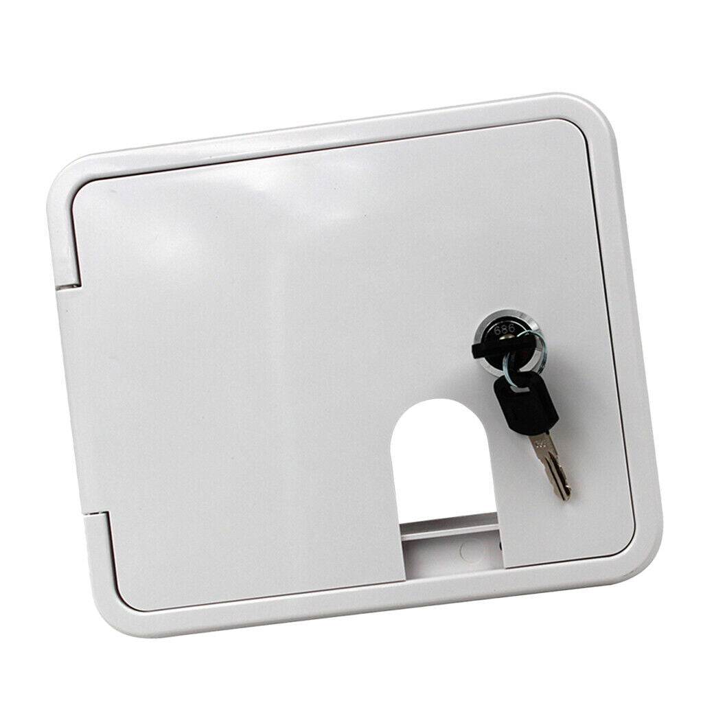 Electric Power Cord Cable Hatch Camper Square Cover RV Trailer White