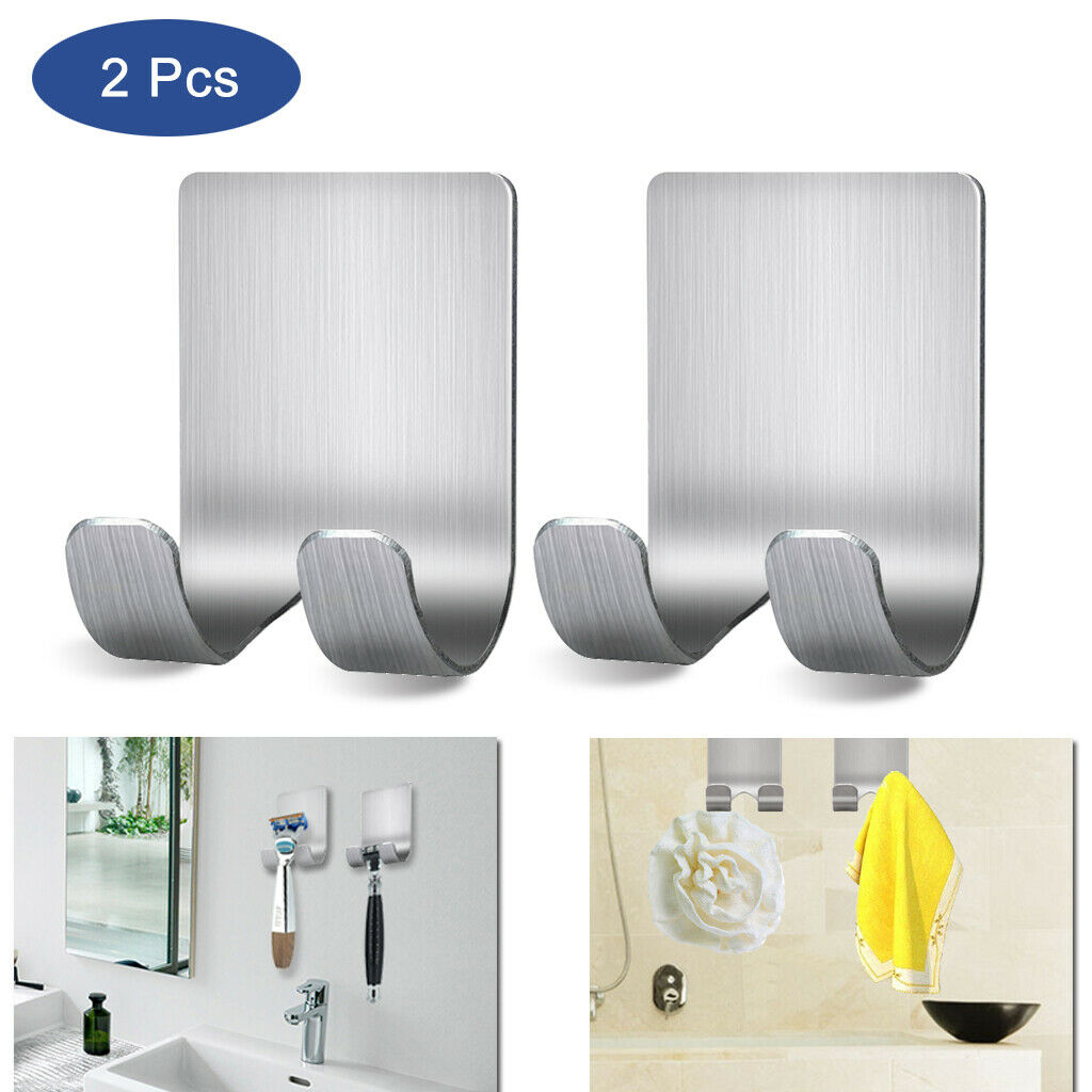 2pcs Bathroom Shaving Safety  Bath Towel Self Adhesive Hooks Hanger Kit