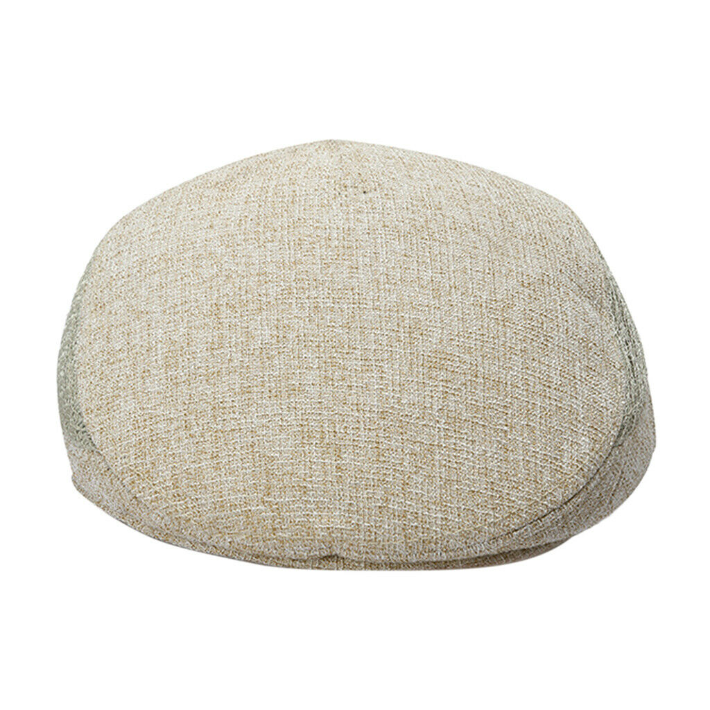 Men Cotton Linen Duckbill Hat Ivy Newsboy Flat Driving Hunting   Khaki