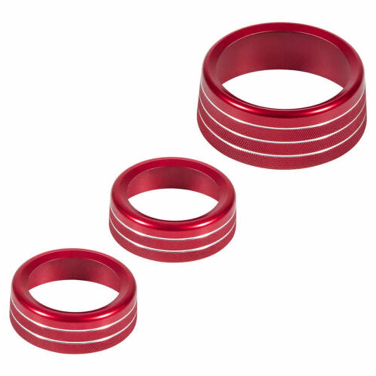 3x AC Radio Switch Trims Ring Knob Cover For Dodge Challenger/Charger 15-20 RED