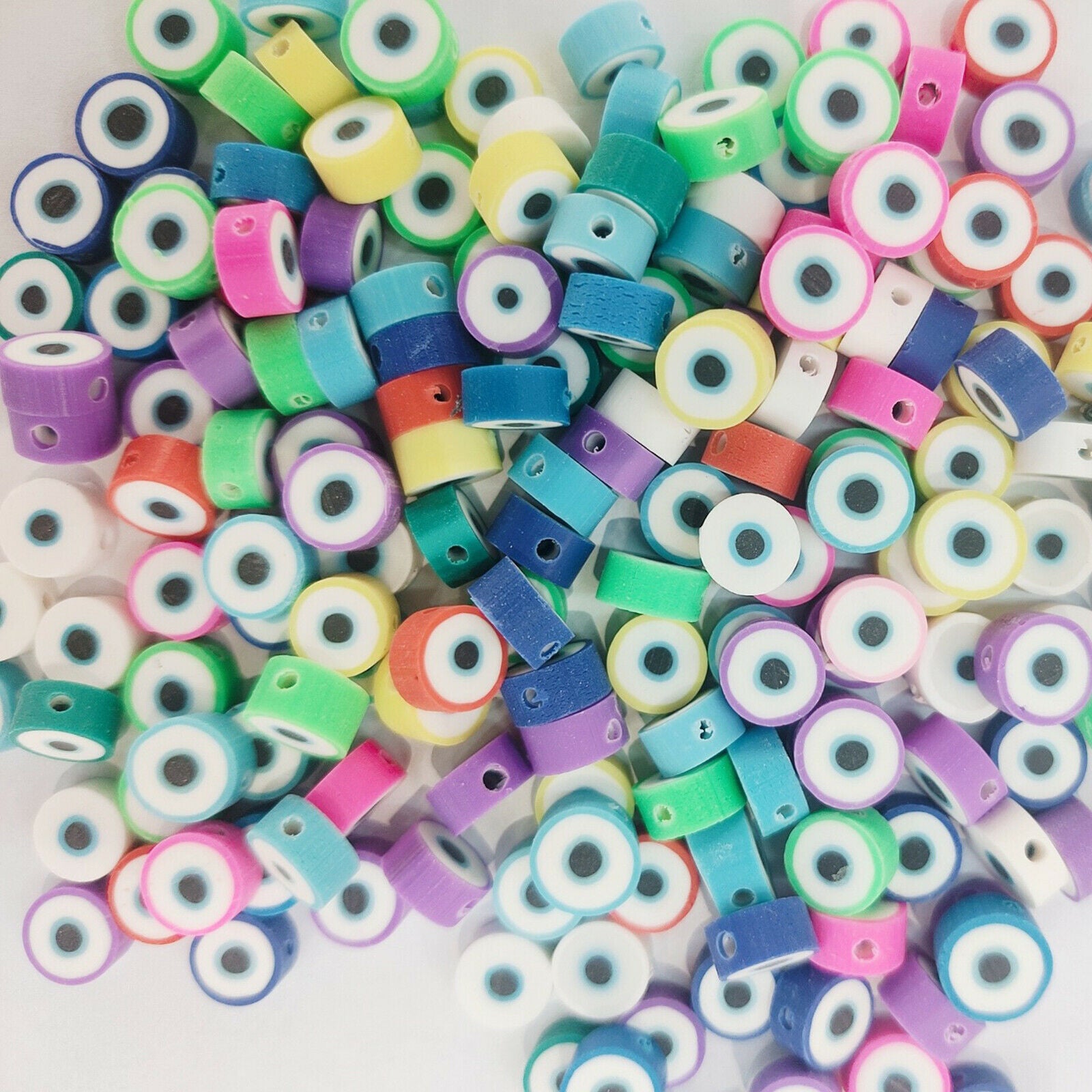 200Pcs Flower Evil Eye Beads for Bracelet DIY Necklace Decoration Girl