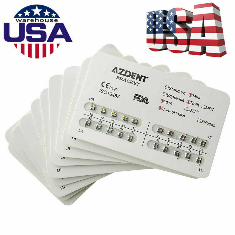 30 X Dental Orthodontic Metal Brackets Braces Split Welding Roth018 Hooks 3-4-5