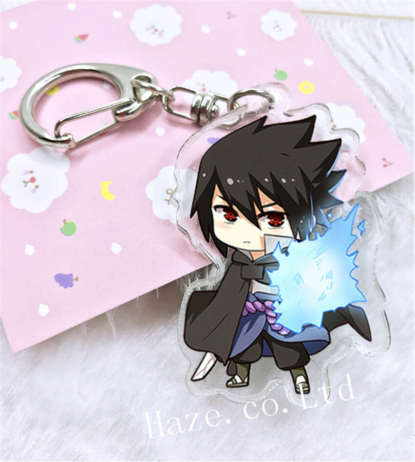 Hot Anime Uchiha Sasuke Keychain Acrylic Key Ring For Friend Cute Gift