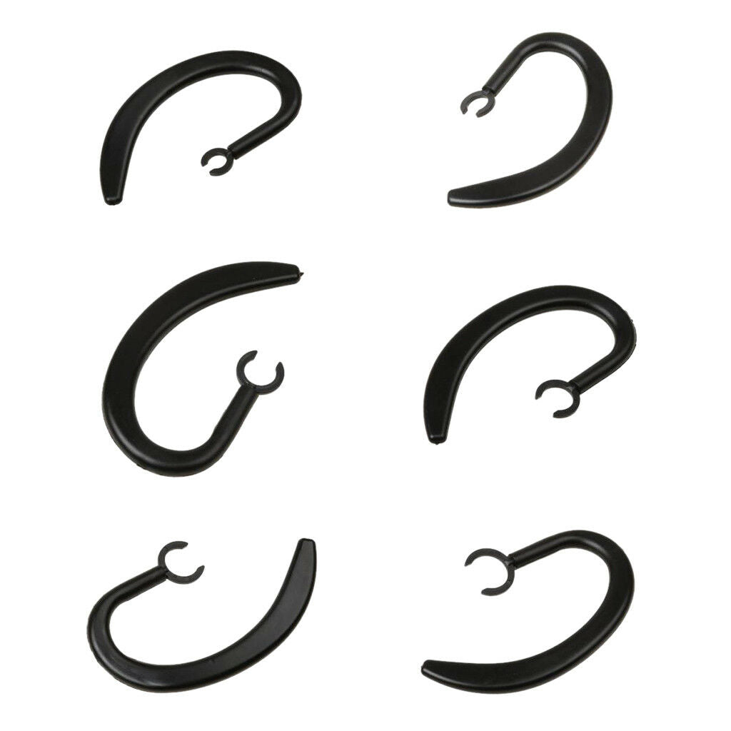 6 Pieces Universal Small Clamp Bluetooth Spare Ear Hook Loop Clip Black