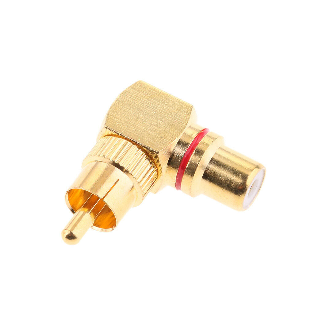 2X RCA Right Angle Connector Plug Adapters Male To Female 90 Degree