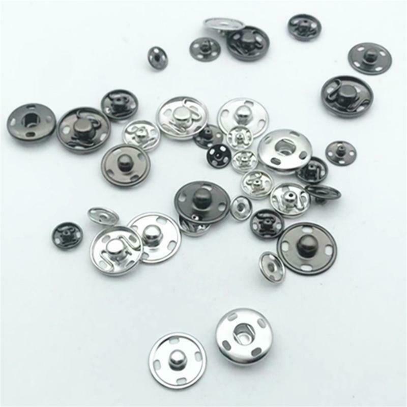 200 Sets Sew-on Snap Buttons Metal Snap Fastener Buttons Press Button for Sewing