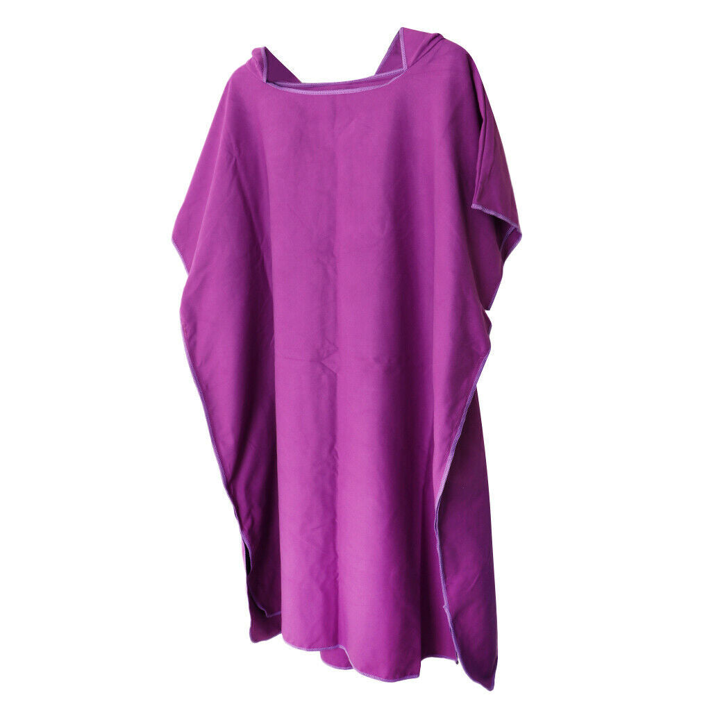 Surf Swim Beach Kayak Wetsuit Changing Towel Poncho Robe Towel & Hood Purple