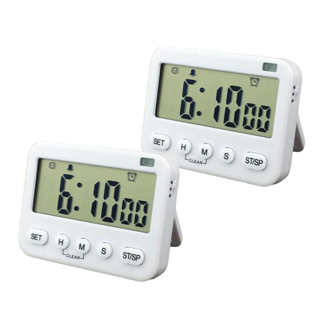 2pcs Digital Alarm Clock Vibration Countdown Timer for Kitchen Travel Baking