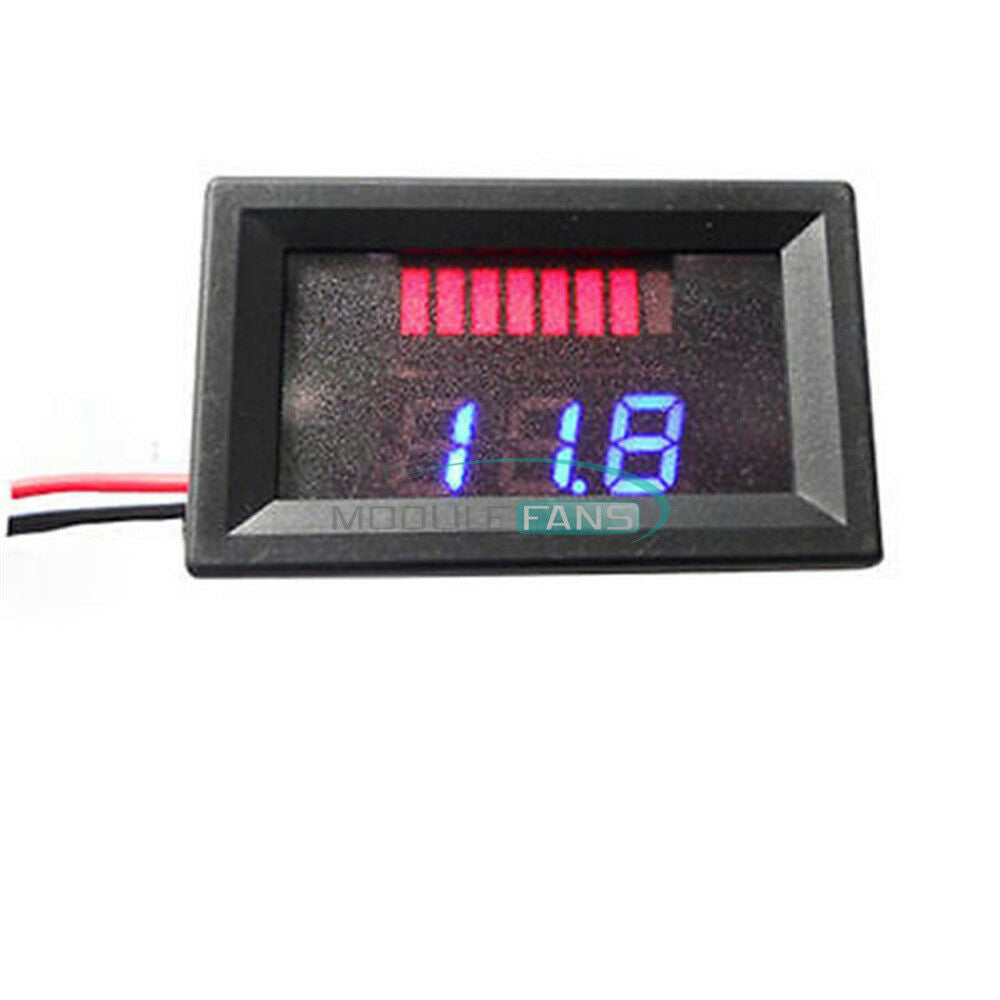 For 12V Lead-acid Battery Charge Level Blue Indicator Voltmeter Stable