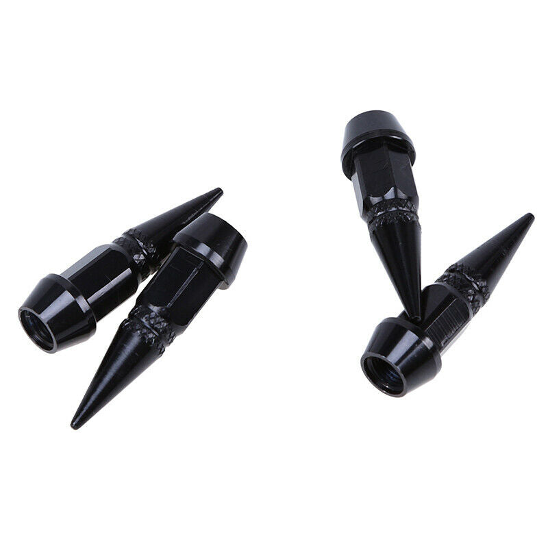 4Pc Black Chrome Aluminum Metal Spike Wheel/Tire Valve Stem Car Truck Air Caps