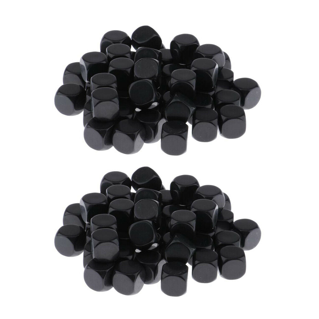 Lots 100 Plastic Black Blank D6 Dice for DND RPG Party Game Casino Supplies