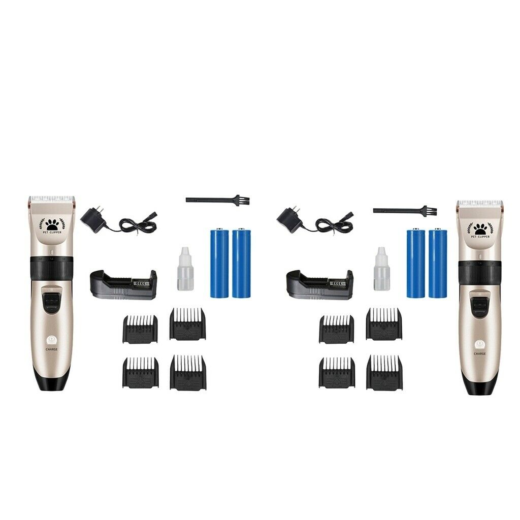 2x Low Noise Dog Shaver Clippers Pet Hair Trimmer Ultra Silent Grooming Kit