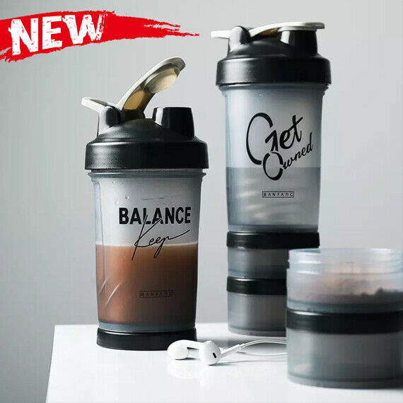 Shaker Bottle 500ML Protein Powder Mixing Bottle Sport Fitness Gym Shaker Black