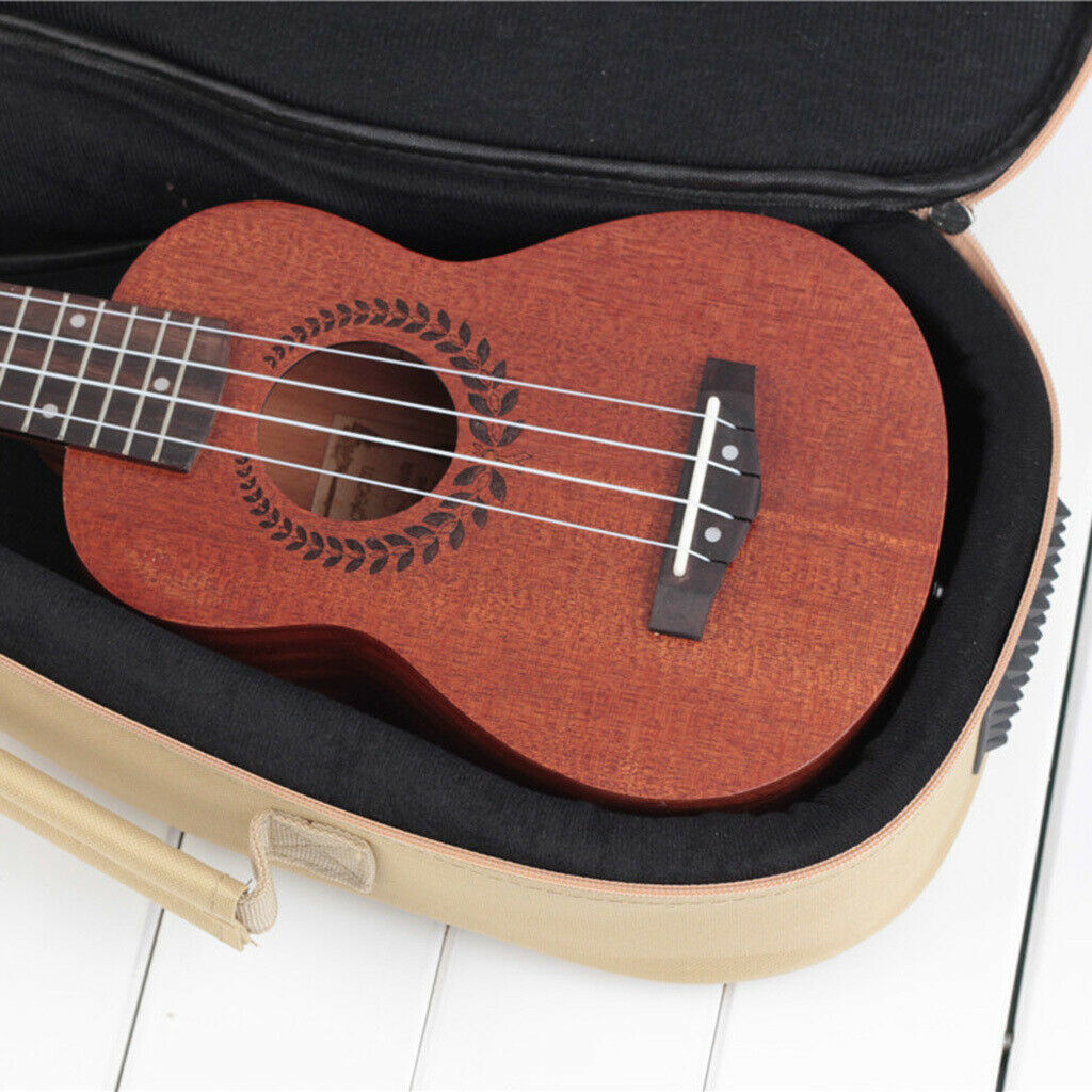 Thicken Adjustable Ukulele Gig Bag Uke Case Padded Carry Bag 21inch Khaki