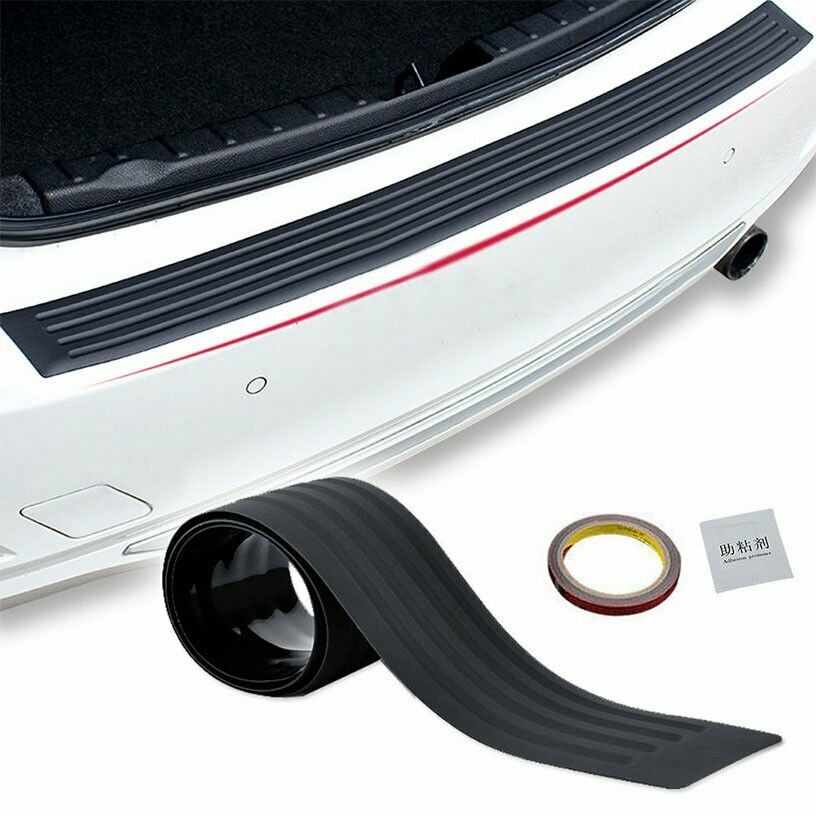 1X JDM Black Rear Rubber Bumper Guard Protector Flexible Adhesive Most Car Truck