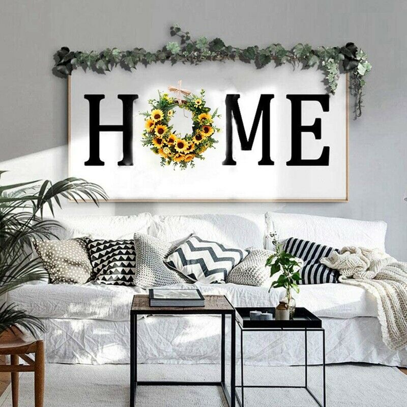 Artificial Sunflower Wreath, Summer Wreath with Yellow Sunflower and Green LY8M6