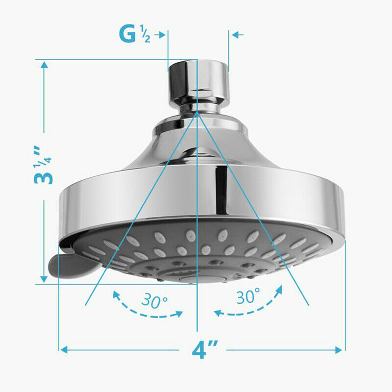 Home Shower Head High Pressure 4 Inch 5-setting Adjustable Shower Head Top Sp FT