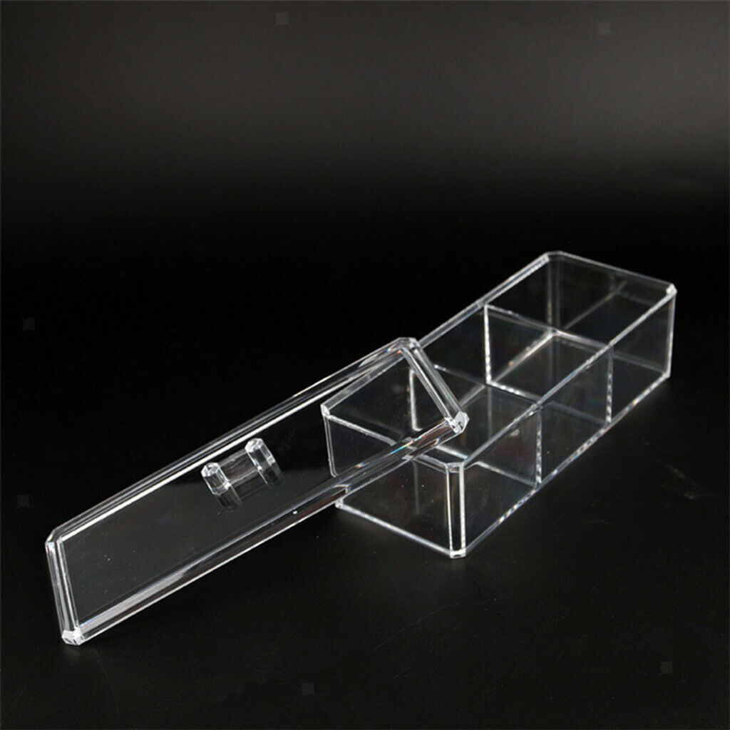 Acrylic 3 Grids Storage Makeup Cosmetic Organizer Decoration Jewelry Box&Lid