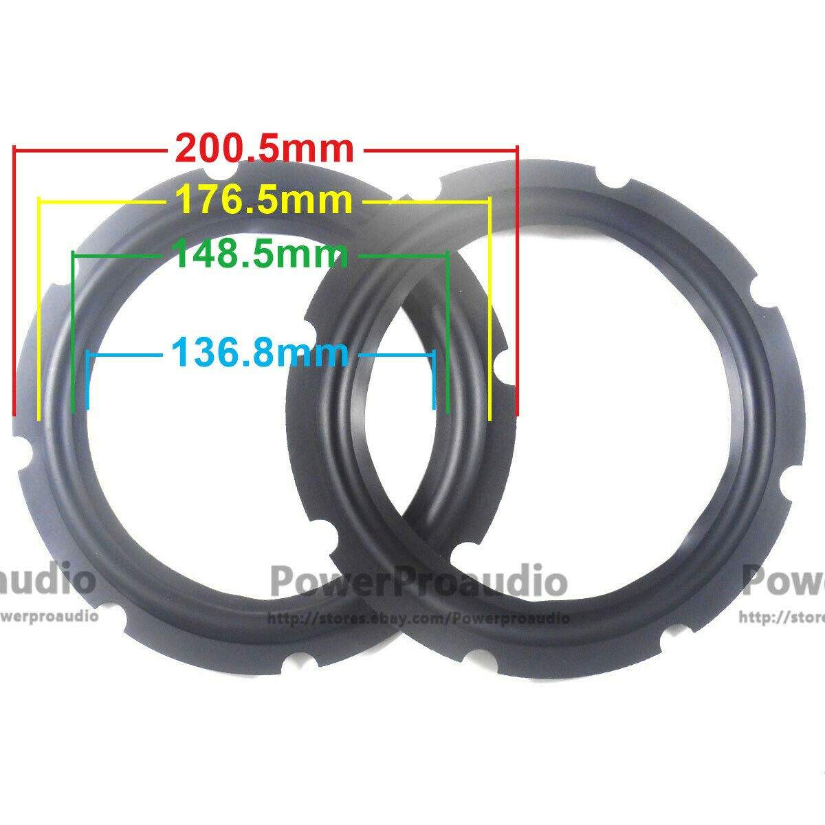 2pcs quality 8 Inch Rubber surround DIY Fit For ATC Speaker 200-176-148-136mm