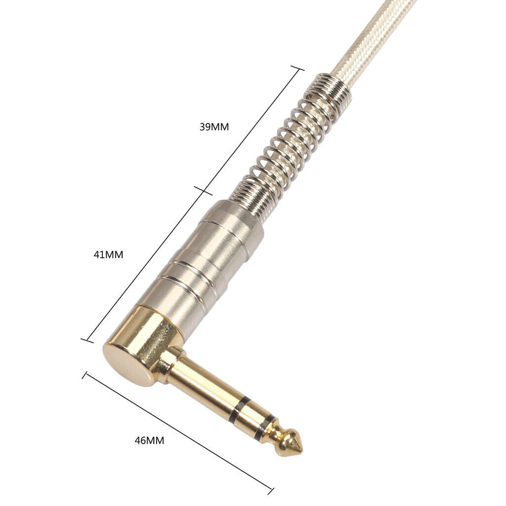1Piece 6.35mm Male to Male Stereo Audio Aux Cable 90 degree right angle  100cm