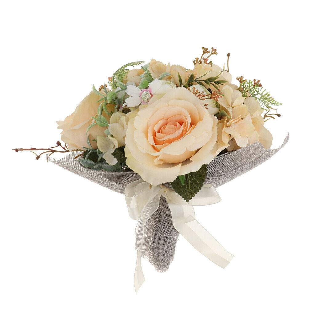 Champagne Rose Bouquet - Wedding Bridal Bouquet Hand Holding Flowers