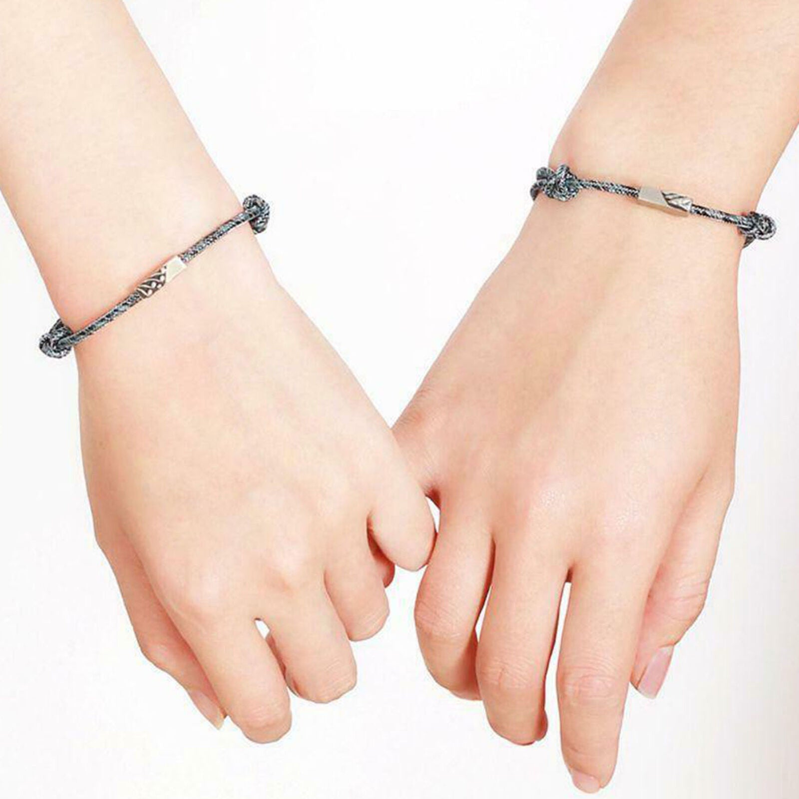 2Pcs Couple Bracelet Friendship Rope Braided Distance Magnetic Jewelry Lover Kit