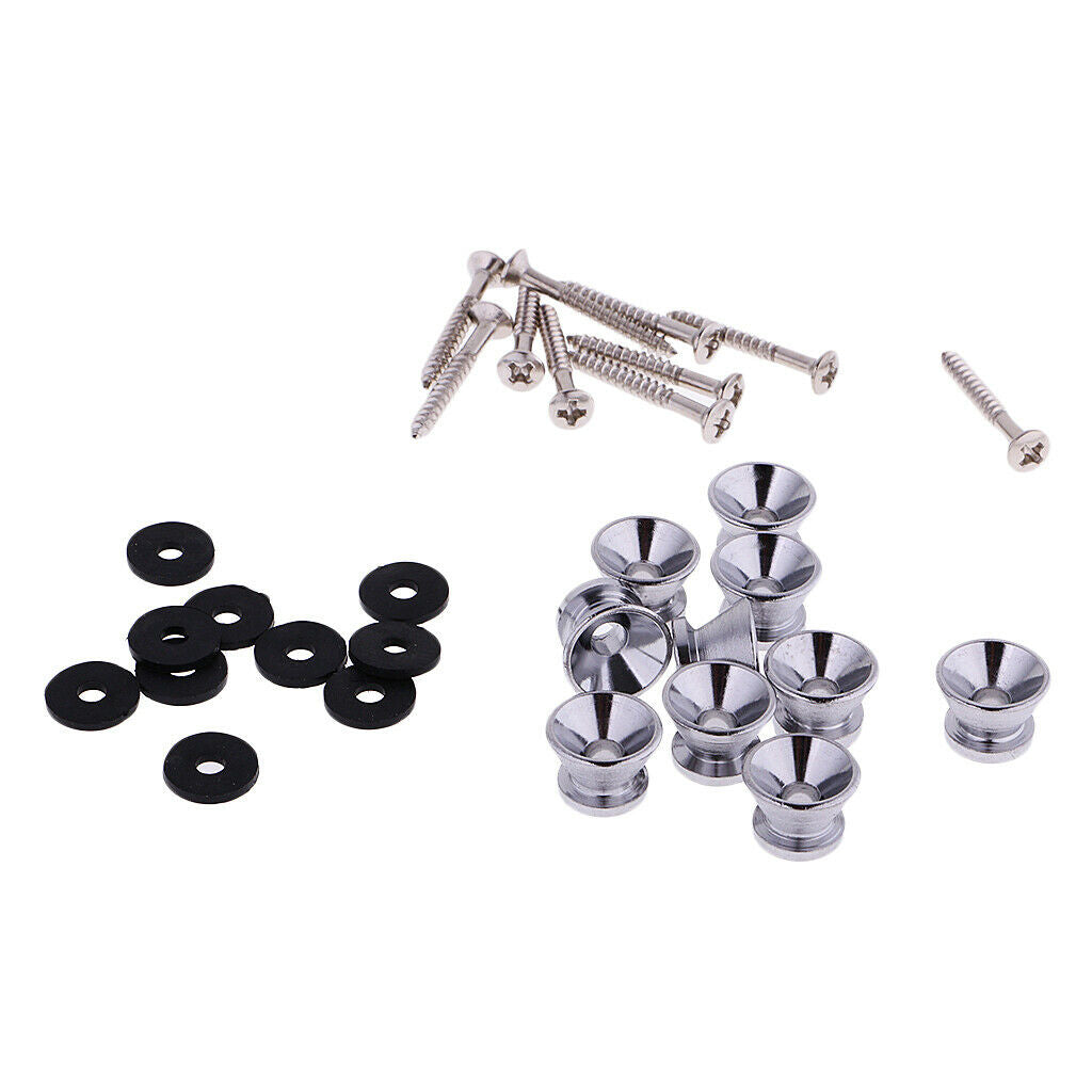 80pcs Guitar Bass Ukulele Round Strap Locks Buttons Straplocks Black \ U0026