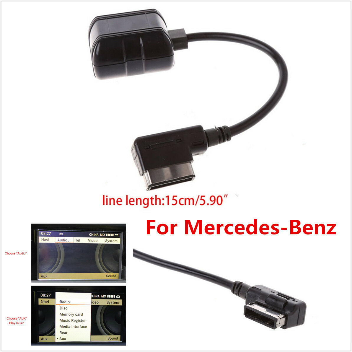 Wireless Bluetooth Adapter Radio Stereo MMI AUX InterfaceCable For Mercedes-Benz