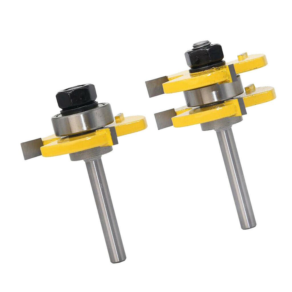 Tongue and Groove Set, Router Bit Set, Wood Door Flooring 3 Teeth Adjustable,