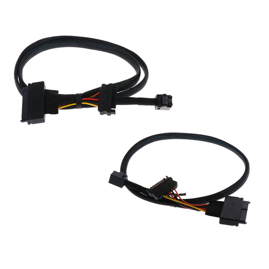 0.5m/1.5ft Mini SAS SFF-8643 to U.2 SFF-8639 SSD Power Cable Wire 12Gb/s - Black