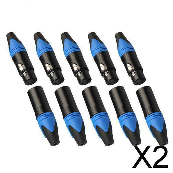 2X 3 Pins XLR Plug Connector Male and Female Microphone Mic Cable Adapter Blue