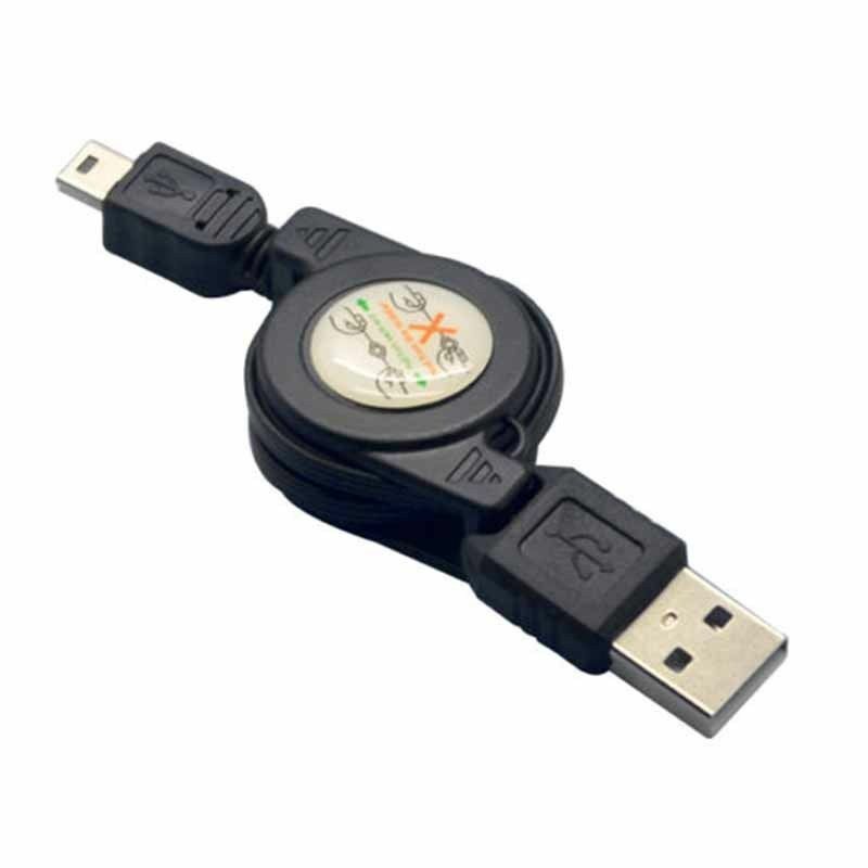 50pcs Hot Black Retractable USB Male to Mini USB B 5Pin Charging Sync Data Cable