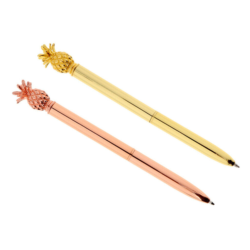 Set of 2 Pineapple Ball Pens Tip Liquid Pen Office Stationary Decoration