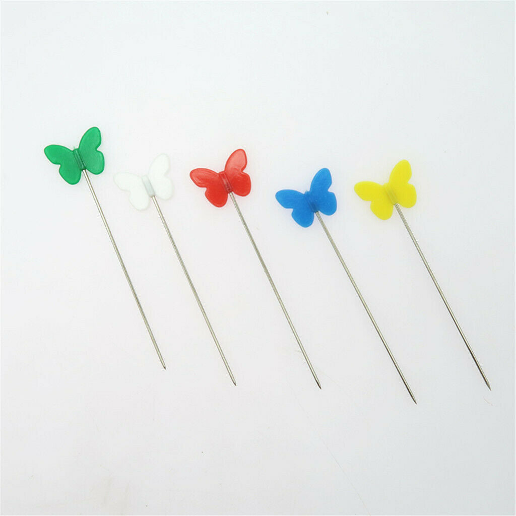 Colorful Butterfly Head Pins, 100Pcs Sewing Dressmaking Wedding Quilting