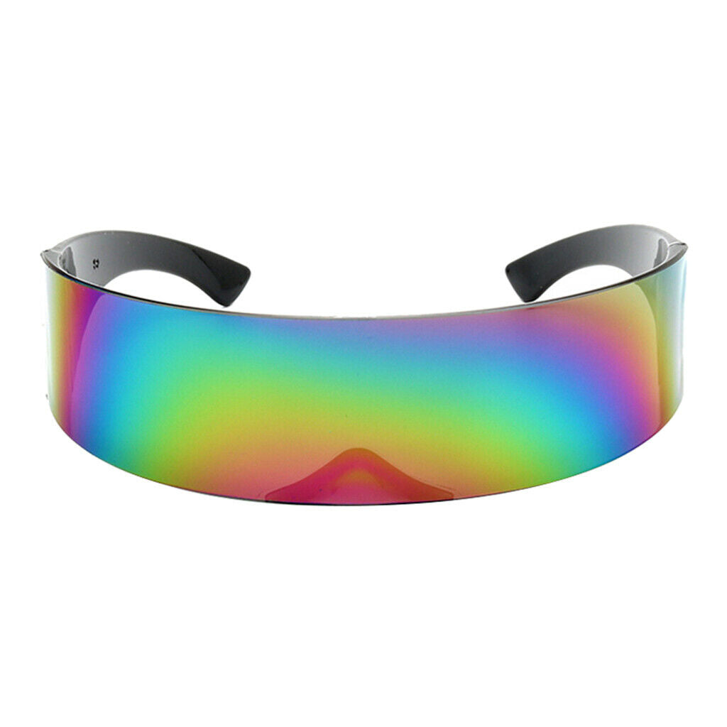 2Pcs Futuristic Visor Sunglasses Robotic Narrow Sun Glasses Party Supplies