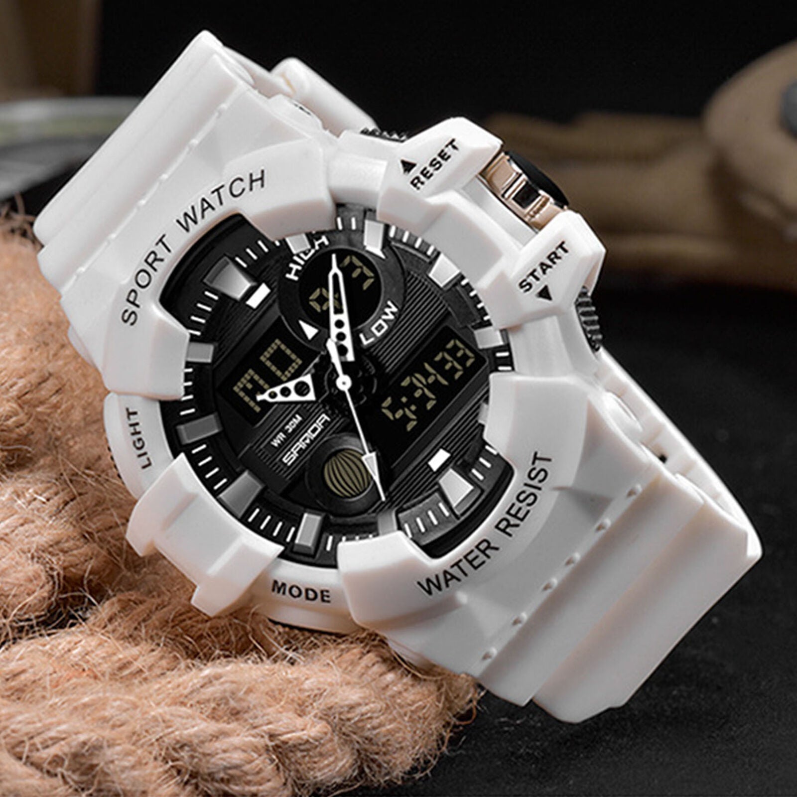 Men's Military Digital LED Alarm Week Analog Quartz Sport Watch Waterproof