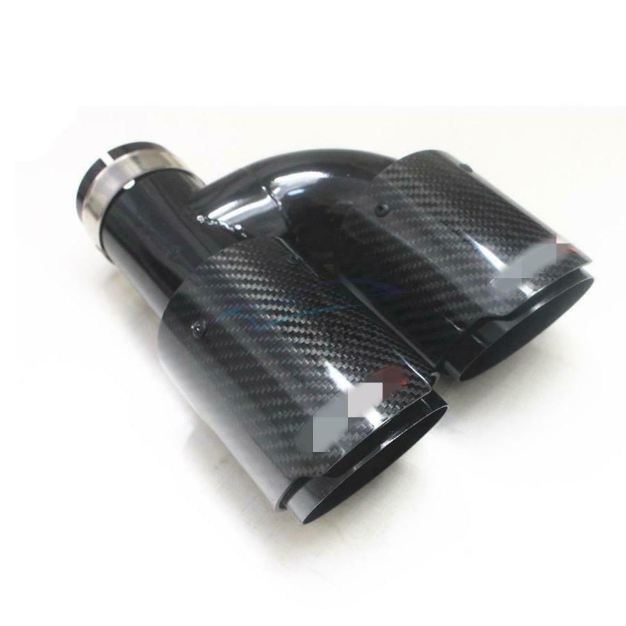 1× ID63mm OD89mm Universal Glossy Black Car Right Side Exhaust Pipe Tail Muffler