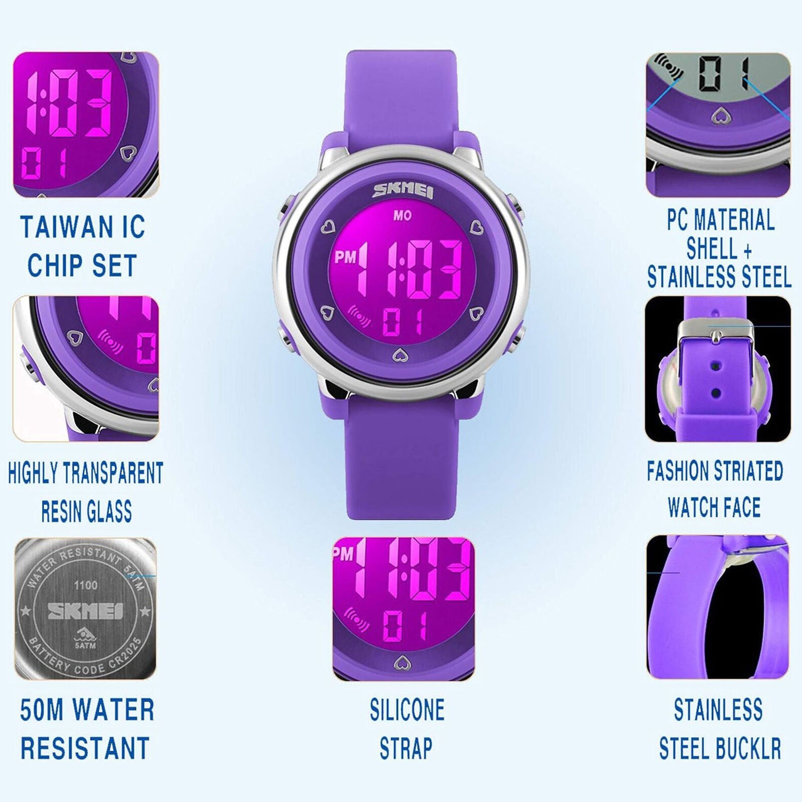 Kids Boy's Girl Waterproof Electrical Digital Sports Alarm Stopwatch LED Watch